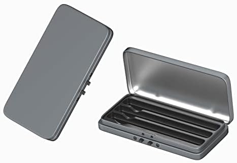 KHMSYOG Metal Cigarette Holder King Size, Keep Smell Down Tin Box, Preroll Cone Cigarette Case, 2 Pack Portable Travel Carry Case (Dark Grey)