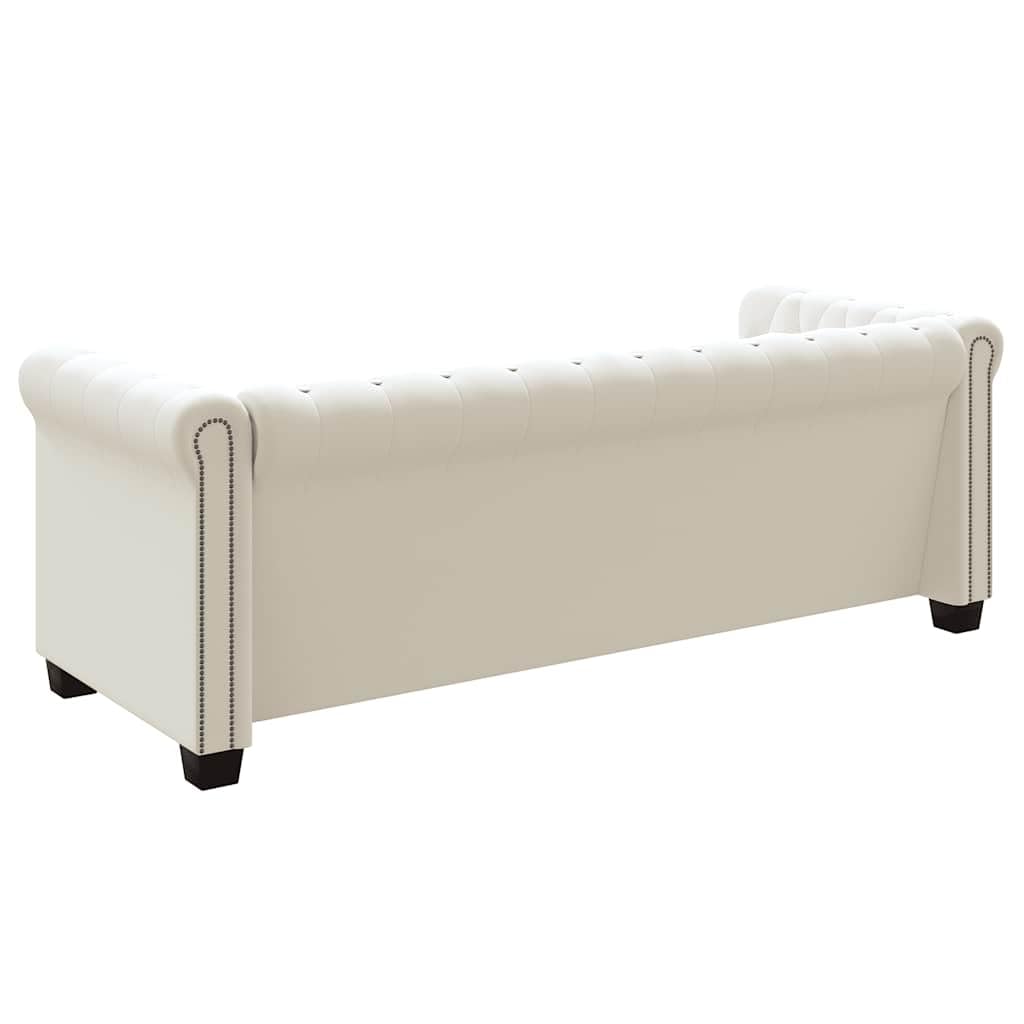 Chesterfield - Juego de sofá de 2 plazas y 3 plazas, piel sintética blanca, diseño lujoso, marco de madera, acolchado cómodo para salón, oficina, vestíbulo