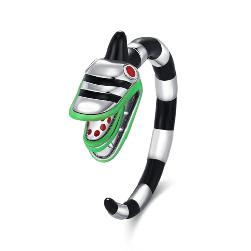 BOIGEGU 925 Sterling Silver Ring for Women Open Adjustable Ring Personality Stacking Ring Gift Simple Coral Snake Gecko Ring Holiday Cosplay Rings Animals Lover Birthday Jewelry Gift