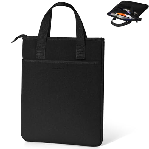 Bolso Mano Maletín para Porta Documentos A4 Neopreno Impermeable 35X28,5X2cm Bolsa Viaje Portatil con Cremallera Maletin Mujer Hombre Organizador Portadocumentos Funda Tablet Regalos Hombre Negro