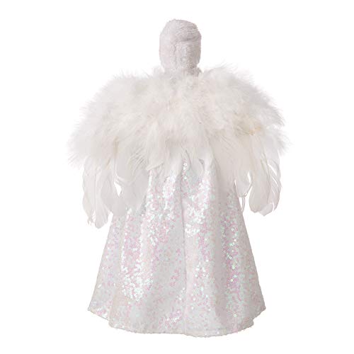 Glitzhome 16-Inch Handmade Angel Tree Toppers Christmas Decorations, 16" H, White #TOP6