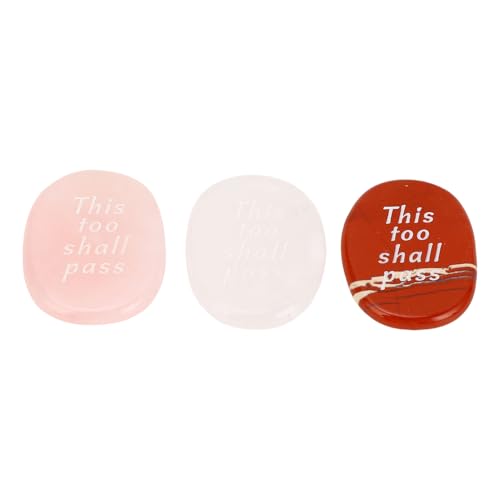 3Pcs Carved Inspirational Stone, Exquisite Processing Polishing Slick Crystal Encouragement Stones Words Motivational Decoration for Fish Jar Holiday Present