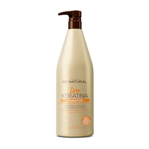 BE NATURAL. Lisso keratina, Champú. Hidratante. Cabello liso y brillante. Para cabellos que quieran mantener un alisado o con frizz. Contenido 1000 mililitros.