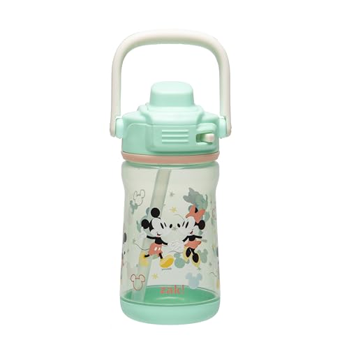 Image of Zak Designs Disney Beacon Kid Water Bottle for Travel or At Home, 12oz Plastic is Durable and Leak-Proof with Liquid Lock Spout, Cover, Carry Handle, Protective Base (Mickey Mouse & Minnie Mouse)