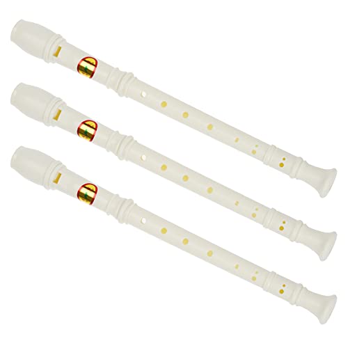 Rdjumpdjo 3X Grabadora Flauta de 8 Agujeros de Plastico Blancuzco de Estudiantes con Palillo de Limpieza