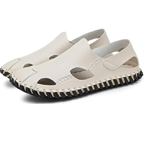 Men's Genuine Leather Fisherman Sandals - Handmade Perforated Closed-Toe Design Summer Outdoor Walking Shoes2