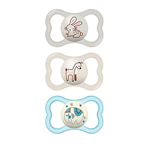 Image of MAM Air Night & Day Baby Pacifier, for Sensitive Skin, Glows in The Dark, 3 Pack, 6-16 Months, Unisex, 3 Count (Pack of 1)