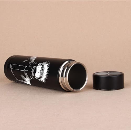 Image of Black Printed Stainless Steel Water Bottle 500ml | Theme Design | Thermos Flask for Hot & Cold Drinks | Leak Proof, Durable, Reusable Bottle for Office, School, Travel (Gojo Satoru B&W Design)