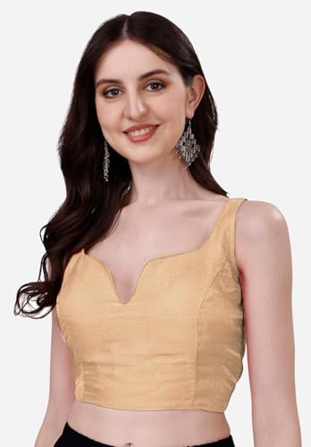 Image of Pujia Mills Women's Heavy Phantom Silk Bollywood Style Sleeveless Trendy Blouse(Veda)