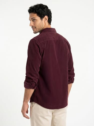Image of Urbano Fashion Men's Corduroy Full Sleeve Regular Fit Solid Overshirt with Utility Pockets