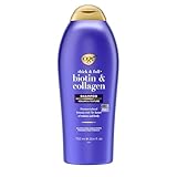 OGX Thick & Full + Biotin & Collagen Volumizing Shampoo, Nutrient-Infused Hair Shampoo with Vitamin B7 Biotin Gives Hair Volume & Body for 72+ Hours, Sulfate-Free Surfactants, 25.4 fl. oz