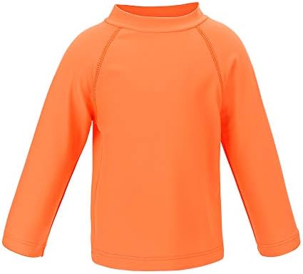 Boys' Long Sleeve Rashguard Swimwear Rash Guard Athletic Tops Swim Shirt UPF 50+ Sun Protection, Orange 12