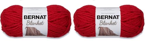 Image of Bernat Blanket Super Bulky Yarn, 5.3oz, Guage 6 Super Bulky, Cranberry (Pack of 2)