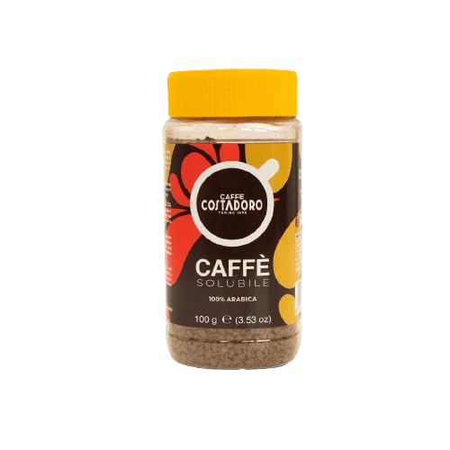 Costadoro Caffè Solubile, Caffè Liofilizzato in Formato da 100 gr, 100% Arabica, Aroma Intenso e Gusto Avvolgente, Ottimo con Acqua Calda, Latte e Bevande Vegetali, Made in Italy (1, 100 gr Cad)