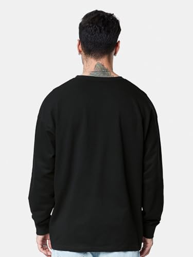 Image of LEOTUDE Oversized Full Sleeve Cottonblend Graphic Printed Round Neck Drop Shoulder Tshirt for Man (Color Mustard)