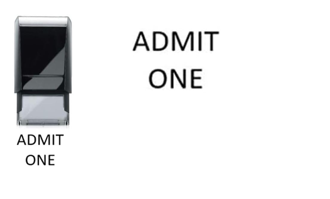 Generic - Admit ONE Hand Stamp - Self Inking Rubber Stamp, 5 cm x 3 cm, Suitable for Parties, Festivals, Pubs, Clubs, etc. Safe Water Based Ink That Easily Washes Off