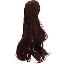 Doll Wig Long, Cutting 8 to 9in Curly Neat Bang BJD Doll Hair Wig for 1/3 BJD DollDark Brown