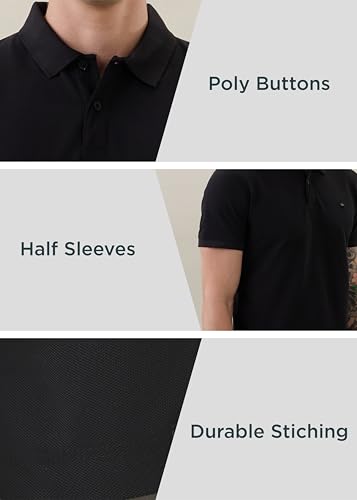 Image of Nostrum Cotton Half Sleeve T-Shirt for Men Boys, Regular Fit, Cherry, Stylish Mens T-Shirts, Polo T Shirt for Man, Collar T Shirts for Men