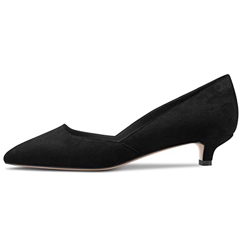 DearOnly Womens Pumps Pointed Toe d-Orsay Low Kitten Heel Slip On Suede Dress Shoes Office 1.5 Inch2