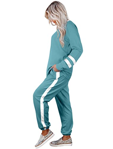 Image of Aloodor Sweatsuit for Women 2 Piece Outfits for Womens Crewneck Sweatshirts Pullover