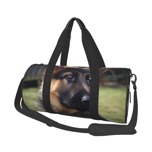 Travel Duffle Bag Weekender Bags For Men Women With Shoe Compartment Large Capacity Weekender Overnight Bag German Shepherd Puppy Carry On Tote Bags Sport Gym Bag For Travel Yoga