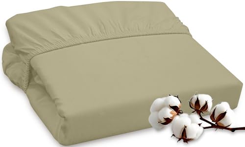 Image of ROYALE LINENS 300 Thread Count 100% Long Staple Combed Cotton Fitted Sheet King - Super Soft Deep Pocket Bottom Sheet - Fitted Sheets Only - Elastic Sheets (King, Sage Green)