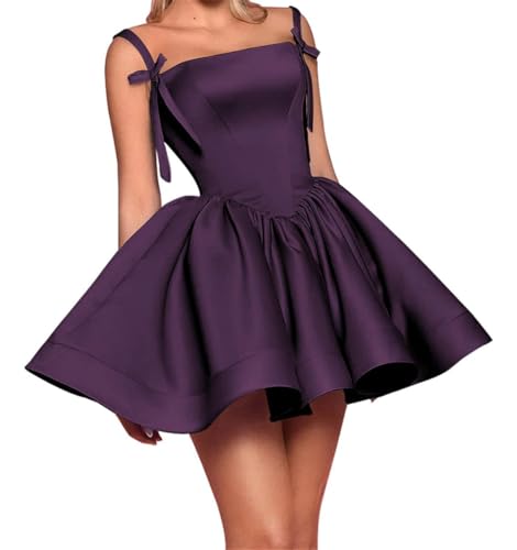 Mini robe de cocktail courte noire en satin de bal avec bretelles fines