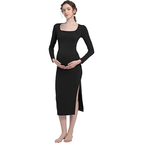 Foucome Maternity Dress with Long Sleeves Cover
