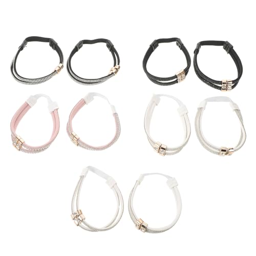KOMBIUDA Correas de Talón Elásticas Desmontables para Tacones Altos 5 Pares Tiras Brillantes y Gemas de Imitación, Accesorio Antideslizante para Sandalias y Zapatos Mujer, Ajustables