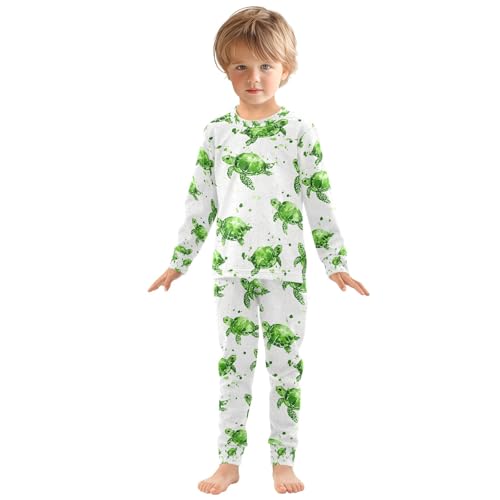 senya Cute Turtle Green Painting Pajamas Set Long Sleeve Soft Cotton Sleepwear 2 Piece3