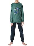 Schiesser Jungen Langer Schlafanzug-Organic Cotton Pyjamaset, Khaki, 164