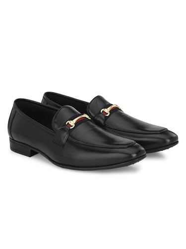 Image of San Frissco Men's Formal Loafers Leatherette Trending Shoes with Buckle,Semi Casual Cushioned Footbed Formal Moccasin for Office, Party Slip-On Loafers,Elegant, Lightweight & Comfortable