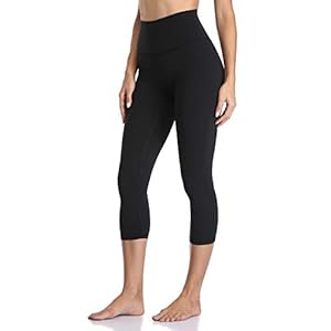 YUNOGA Women’s Buttery Soft 21″ Inseam Yoga Pants, High Waisted Tummy Control Workout Running Capri Leggings