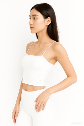 Image of Women's Lightly Padded Spaghetti Strap Crop Top - Smooth & Stretchable Everyday Wear