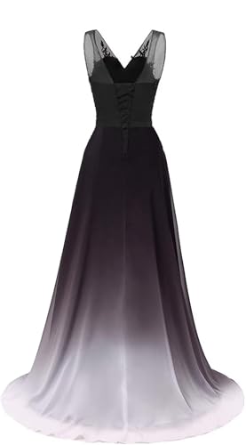 Women's Ombre Chiffon Bridesmaid Dresses Long Sequins Beaded Prom Party Dress for Juniors Plus2