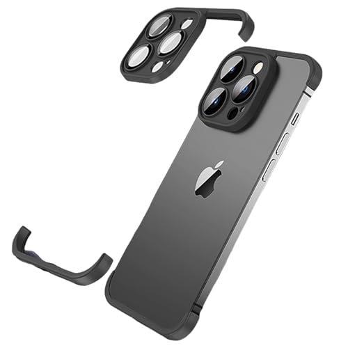 Losin Compatible with iPhone 16 Pro Case Borderless Design Camera Lens Protection Thin Lightweight Soft Silicone Frameless Case Shockproof Bumper Cover for iPhone 16 Pro 6.1 inch Black