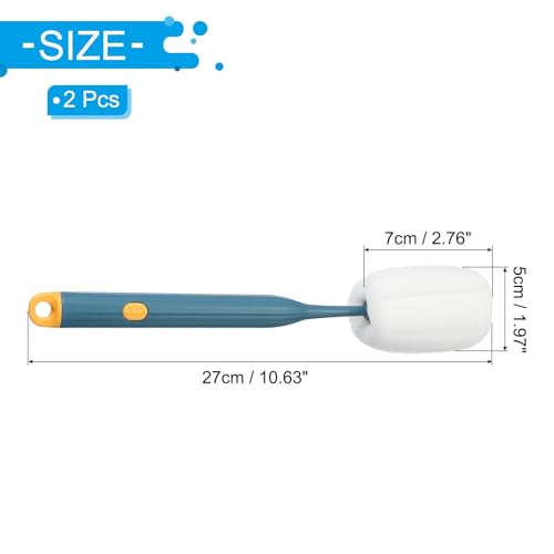 Image of PATIKIL 10.7 Inch Bottle Soft Brush, 2 Pcs Soft Sponge Bottle Cleaner with White Plastic Long Handle Cup Brush Scrubber for Vase Bottle Pot Wine Glass Cup Mugs, Dark Blue