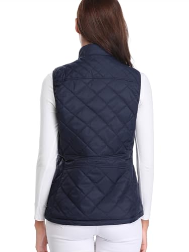 fuinloth Damen Weste, Herbst Leichte Steppweste Westen Ärmellos Jacke Kurz Vest Gilet Dunkel Blau M