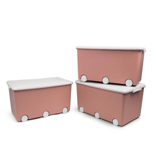 Thermobaby - Coffre de rangement PLAYBOX - MAXI 42 L - Lot de 3 Boites de Rangement - Caisse de Rangement en Plastique avec Couvercle - Clips de Fermeture -...