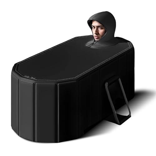 Image of Bath Tub for Adult for Bathroom, Foldable SPA Tub for Home Use with Drainage Hole, Thickened Insulated Ice Bath Tub, Inflatable BathTub for Adults, Ice BathTub for Adults (Black Titan)