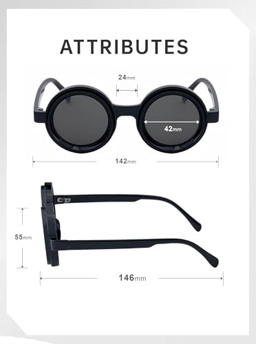 1-9 Gears Adjustable Tint Nightshift Glasses, Round Polarized Glasses ND Filter Lenses PP Frame(98357P)2