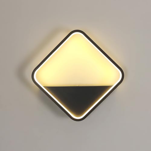 Osairous Aplique Pared Interior LED, 20W 2250LM Lampara de Pared Cuadrado Moderna, Apliques de Pared in Acrílico para Dormitorio, Estudio, Comedor, Pasillo, Escalera, Luz cálida 3000K, Negro