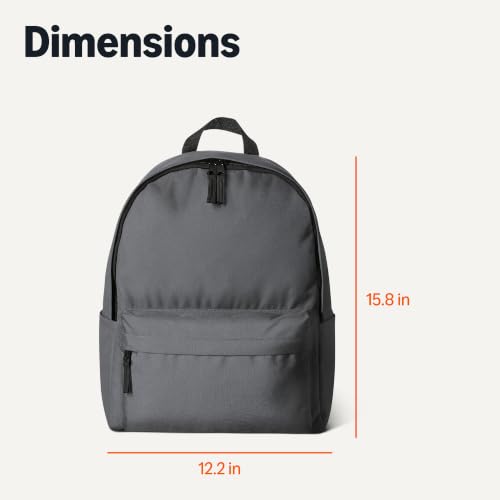 Image of Amazon Basics Classic School Backpack with Multiple Compartments, Sturdy Construction, Adjustable Straps - Grey