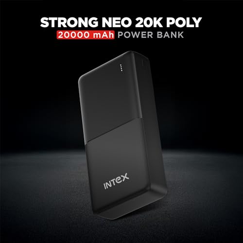 Image of Intex Strong Neo QCPD 20000mAh Power Bank with 22.5W Fast Charging, Type-C PD Input /Output, Dual USB Output, LED Indicators, Smart Protection, High-Capacity Portable Charger (Black)