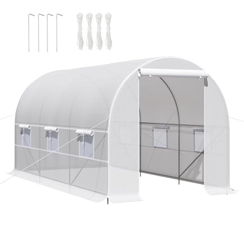 Outsunny Serra per Orto con 6 Finestre e Porta Avvolgibile, Serra da Giardino a Tunnel, Serra per...