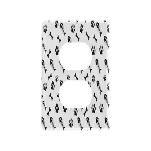 BOESI Doodle Fish Bone and Claw Light Switch Cover Trim, Switch Panel Trim, Receptacle Cover, Double Receptacle Receptacle Cover, 4.53 * 2.76 inches