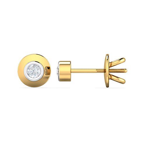 KuberBox 18KT Yellow Gold Diamond Gozde Tiny Solitaire Stud Earrings for Women - Image 2