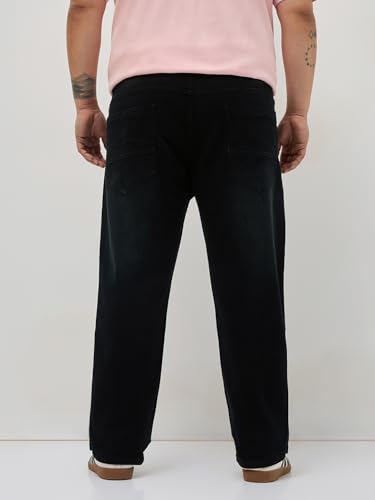 Image of Urbano Plus Men's Regular Fit Heavy Washed Denim Jeans Stretchable