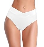 Las braguitas de bikini retro de cintura alta pueden alargar las líneas de las piernas y proporcionar un buen control abdominal. Las braguitas de bikini de color liso de cintura alta crean una apariencia agradable con una cobertura moderada.