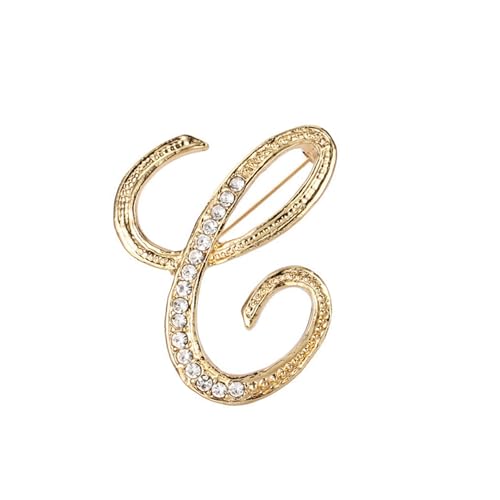 Image of Rhinestone Initial Brooch Pin for Women, Alphabet Gold Letter Brooch A-Z with Crystal, Metal Pin for Hat Bag Dress Suit Accessory for Men